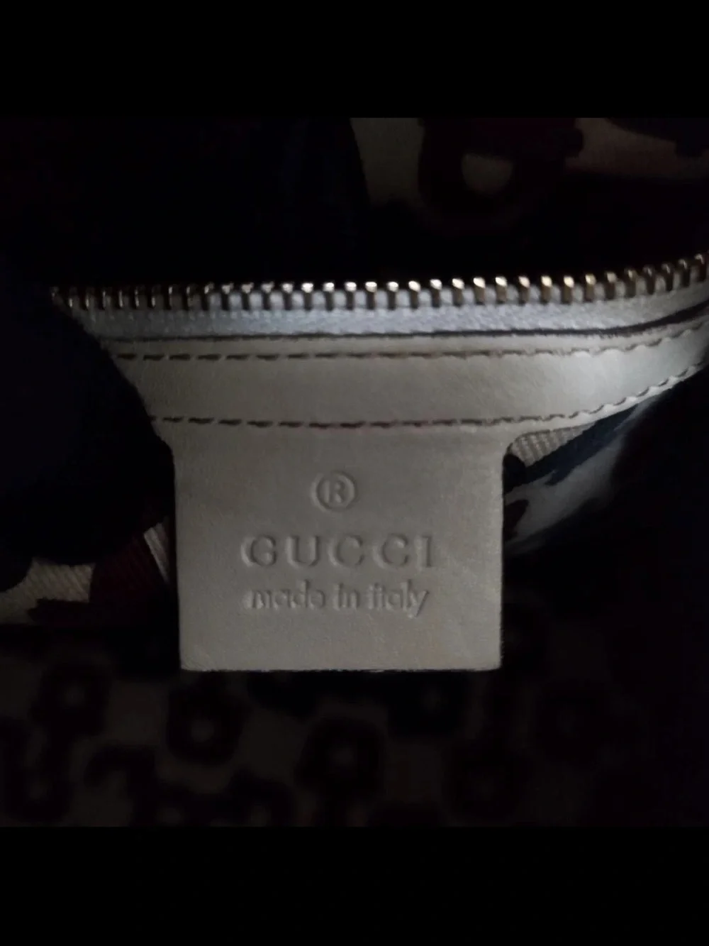 Gucci Cream and Beige Monogram Satchel with Gold Chain